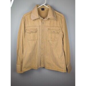 Vintage Sears Jeans Joint Shirt Jacket Large Pearl Snap Brown Western 70s Cowboy